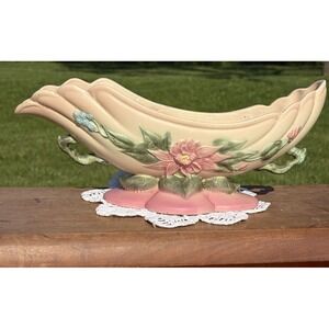 Vintage Hull Pottery Planter Vase Pink Floral W-29 Country Cottage Farmhouse USA